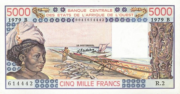 WEST AFRICAN STATES – BÉNIN 5000 Francs 1977 Pick 208B