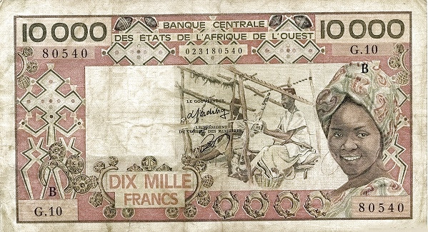 WEST AFRICAN STATES – BÉNIN 10000 Francs 1977 Pick 209B collectible banknote