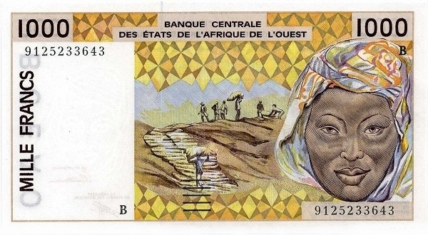 WEST AFRICAN STATES – BÉNIN 1000 Francs 1991 Pick 211B collectible banknote