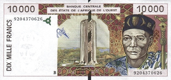 WEST AFRICAN STATES – BÉNIN 10000 Francs 1992 Pick 214B collectible banknote