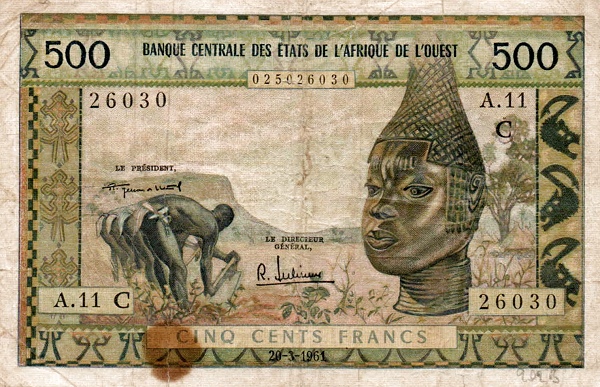 WEST AFRICAN STATES – UPPER VOLTA / BURKINA FASO 500 Francs 1959 Pick 302C
