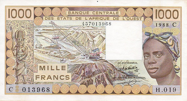 WEST AFRICAN STATES – BURKINA FASO 1000 Francs 1981 Pick 307C