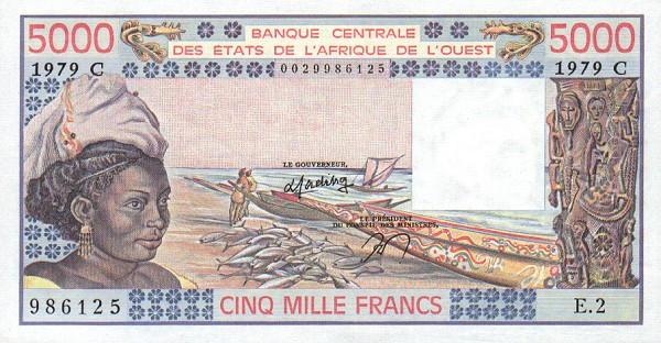 WEST AFRICAN STATES – BURKINA FASO 5000 Francs 1977 Pick 308C