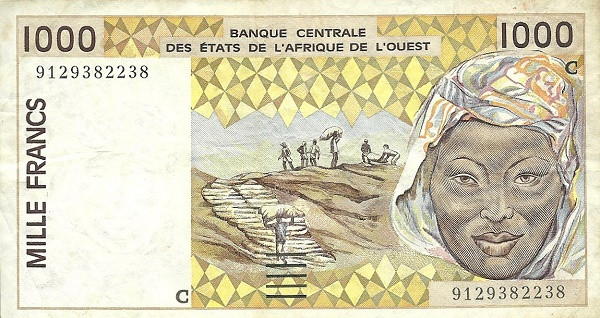 WEST AFRICAN STATES – BURKINA FASO 1000 Francs 1991 Pick 311C collectible banknote
