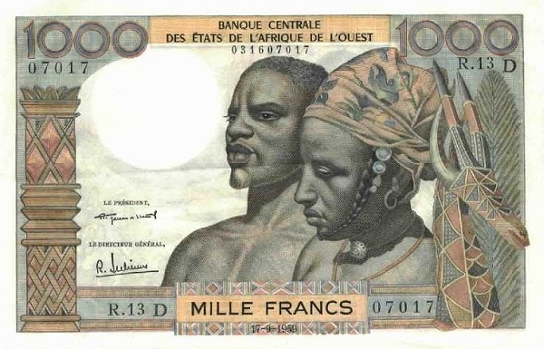 WEST AFRICAN STATES – MALI 1000 Francs 1959 Pick 403D
