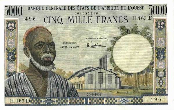 WEST AFRICAN STATES – MALI 5000 Francs 1961 Pick 404D