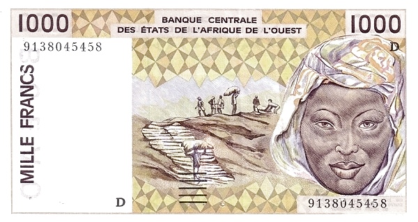 WEST AFRICAN STATES – MALI 1000 Francs 1991 Pick 411D collectible banknote