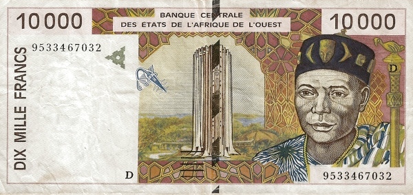 WEST AFRICAN STATES – MALI 10000 Francs 1992 Pick 414D collectible banknote