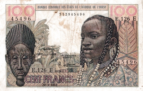 WEST AFRICAN STATES – MAURITANIA 100 Francs 1961 Pick 501E collectible banknote