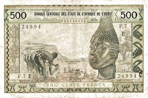 WEST AFRICAN STATES – MAURITANIA 500 Francs 1959 Pick 502E collectible banknote