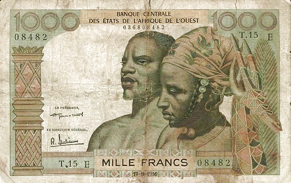 WEST AFRICAN STATES – MAURITANIA 1000 Francs 1959 Pick 503E collectible banknote