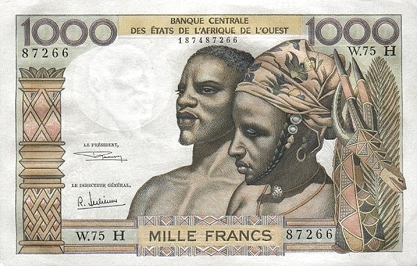 WEST AFRICAN STATES – NIGER 1000 Francs 1959 Pick 603H collectible banknote