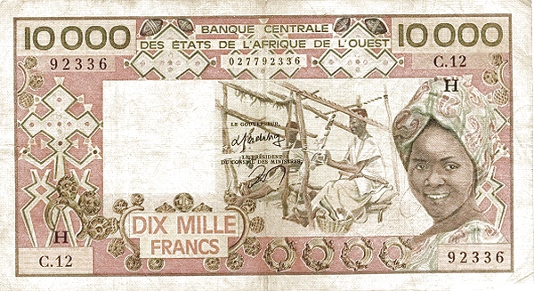 WEST AFRICAN STATES – NIGER 10000 Francs 1977 Pick 609H collectible banknote