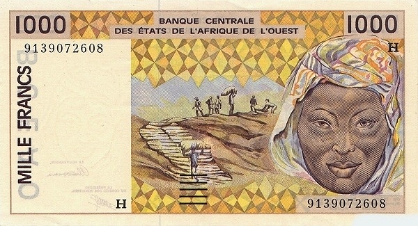 WEST AFRICAN STATES – NIGER 1000 Francs 1991 Pick 611H collectible banknote
