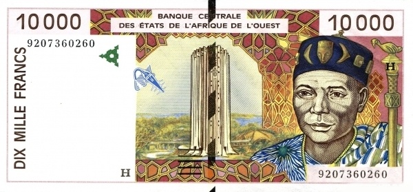 WEST AFRICAN STATES – NIGER 10000 Francs 1992 Pick 614H collectible banknote