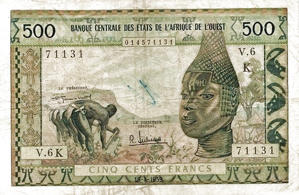 WEST AFRICAN STATES – SENEGAL 500 Francs 1959 Pick 702K collectible banknote