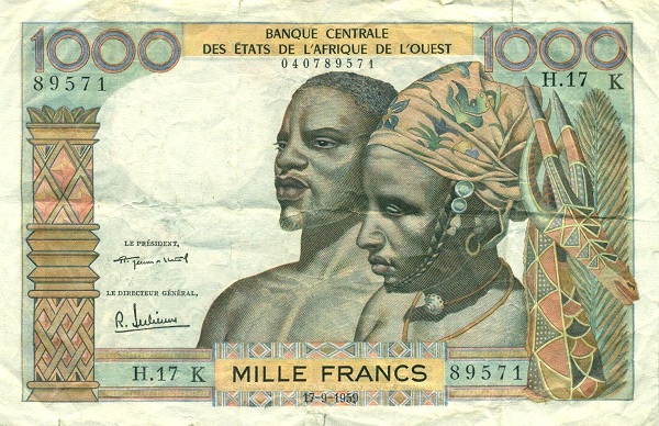 WEST AFRICAN STATES – SENEGAL 1000 Francs 1959 Pick 703K collectible banknote