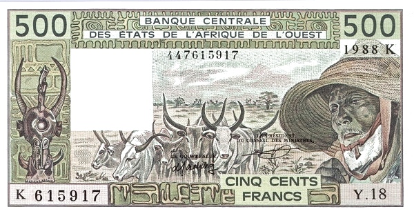 WEST AFRICAN STATES – SENEGAL 500 Francs 1979 Pick 706K collectible banknote