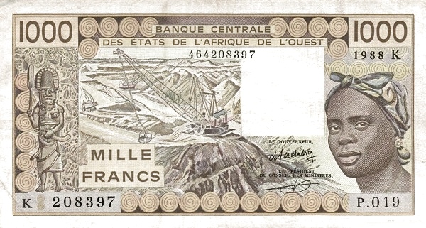 WEST AFRICAN STATES – SENEGAL 1000 Francs 1981 Pick 707K collectible banknote