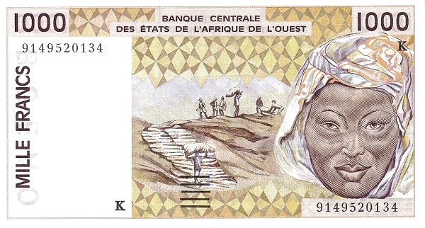 WEST AFRICAN STATES – SENEGAL 1000 Francs 1991 Pick 711K collectible banknote