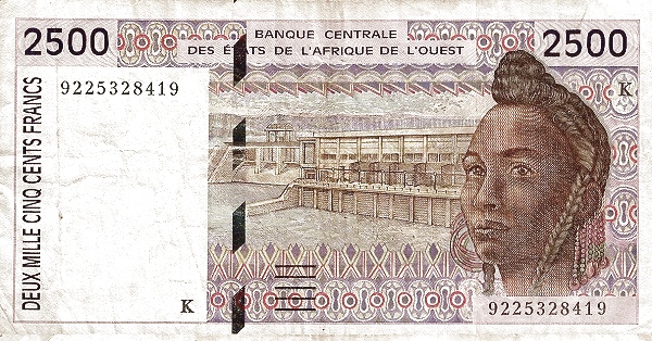WEST AFRICAN STATES – SENEGAL 2500 Francs 1992 Pick 712K collectible banknote
