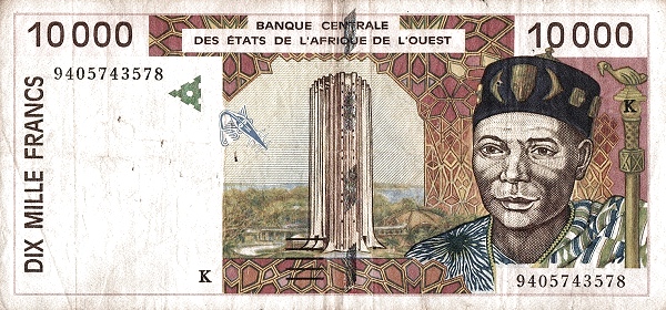 WEST AFRICAN STATES – SENEGAL 10000 Francs 1992 Pick 714K collectible banknote