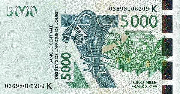 WEST AFRICAN STATES – SENEGAL 5000 Francs 2003 Pick 717K collectible banknote