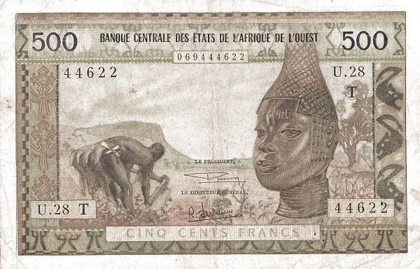 WEST AFRICAN STATES – TOGO 500 Francs 1959 Pick 802T collectible banknote