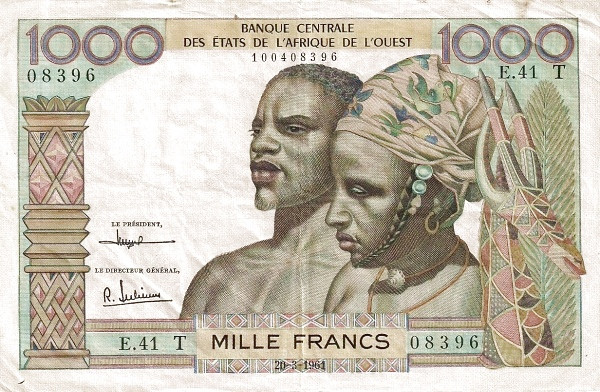 WEST AFRICAN STATES – TOGO 1000 Francs 1959 Pick 803T collectible banknote