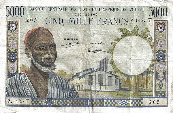 WEST AFRICAN STATES – TOGO 5000 Francs 1961 Pick 804T collectible banknote