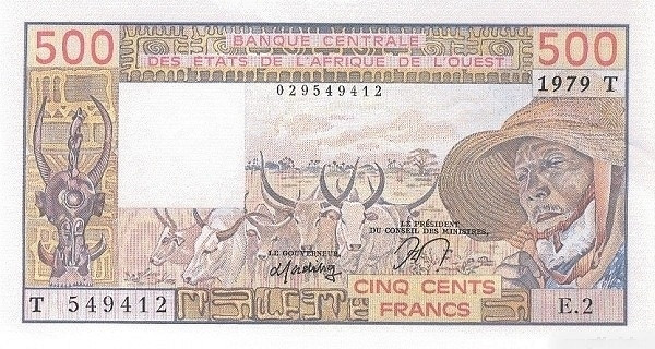 WEST AFRICAN STATES – TOGO 500 Francs 1979 Pick 805T collectible banknote
