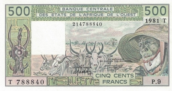 WEST AFRICAN STATES – TOGO 500 Francs 1979 Pick 806T collectible banknote