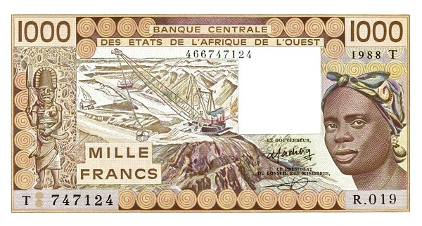 WEST AFRICAN STATES – TOGO 1000 Francs 1981 Pick 807T collectible banknote