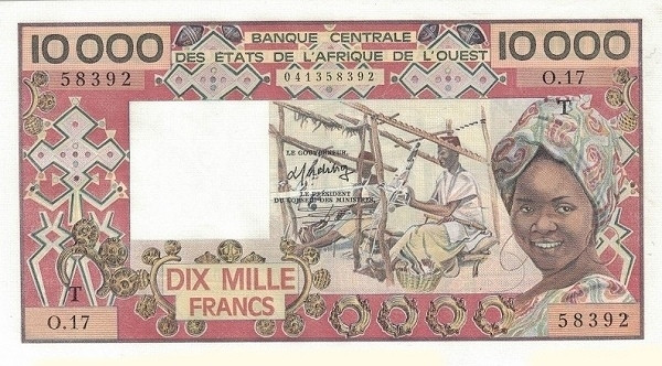 WEST AFRICAN STATES – TOGO 10000 Francs 1977 Pick 809T collectible banknote