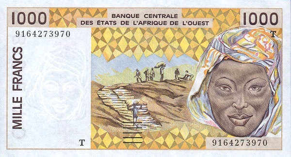 WEST AFRICAN STATES – TOGO 1000 Francs 1991 Pick 811T collectible banknote