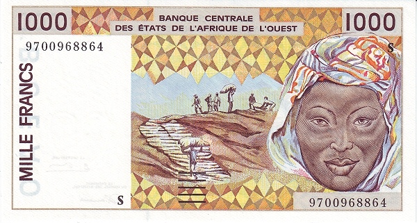 WEST AFRICAN STATES -GUINEA BISSAU 1000 Francs 1997 Pick 911S collectible banknote