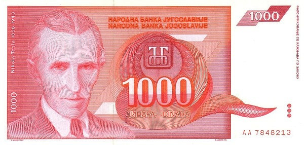 YUGOSLAVIA 1000 Dinara 1992 Pick 114 collectible banknote