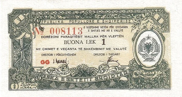 ALBANIA 1 Bon Lek 1965 Pick FX24 collectible banknote
