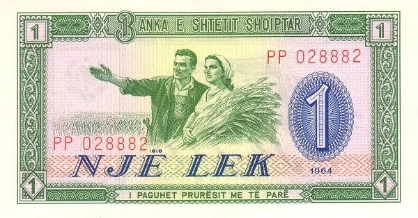 ALBANIA 1 Lek 1964 Pick 33 collectible banknote