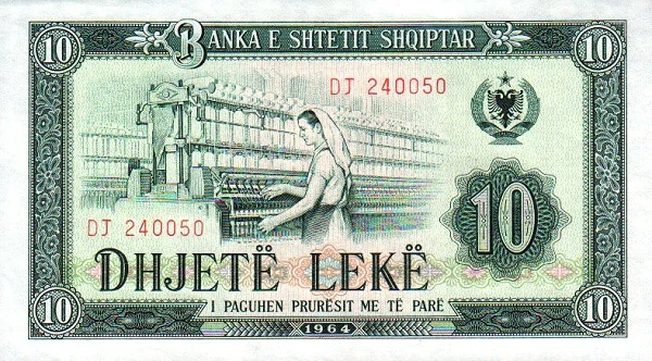 ALBANIA 10 Leke 1964 Pick 36 collectible banknote
