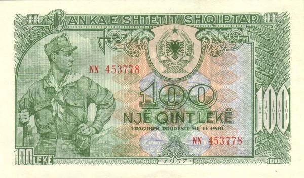 ALBANIA 100 Leke 1957 Pick 30 collectible banknote