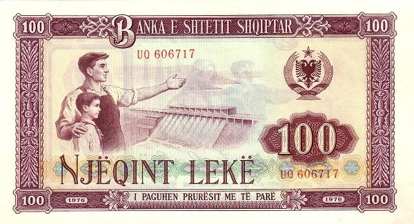 ALBANIA 100 Leke 1976 Pick 46 collectible banknote