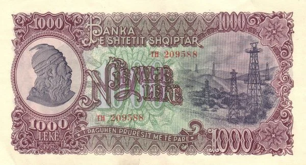 ALBANIA 1000 Leke 1957 Pick 32 collectible banknote