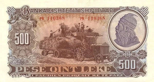 ALBANIA 500 Leke 1957 Pick 31 collectible banknote