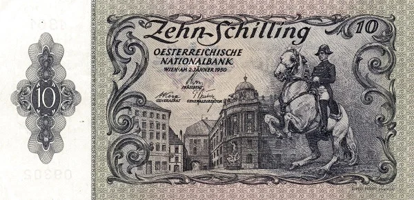 AUSTRIA 10 Schilling 1950 Pick 127 collectible banknote