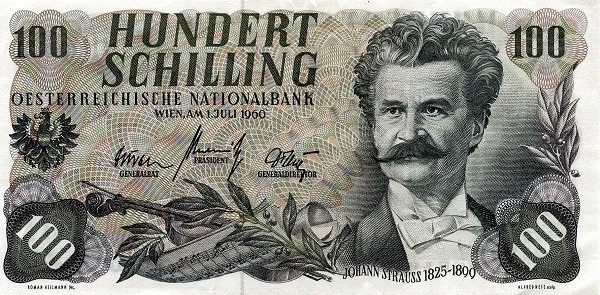 AUSTRIA 100 Schilling 1960 Pick 138 collectible banknote
