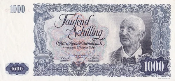 AUSTRIA 1000 Schilling 1954 Pick 135 collectible banknote