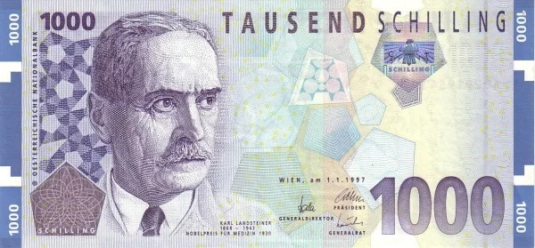 AUSTRIA 1000 Schilling 1997 Pick 155 collectible banknote