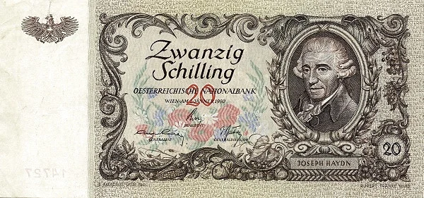 AUSTRIA 20 Schilling 1950 Pick 129 collectible banknote