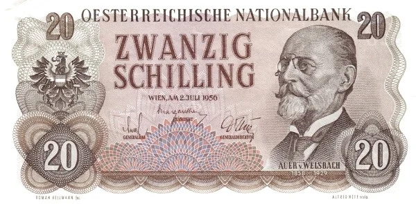 AUSTRIA 20 Schilling 1956 Pick 136 collectible banknote